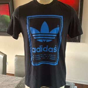 adidas Originals Vintage Short Sleeve Tee Black W/Blue Front/Back Mirror Graphic